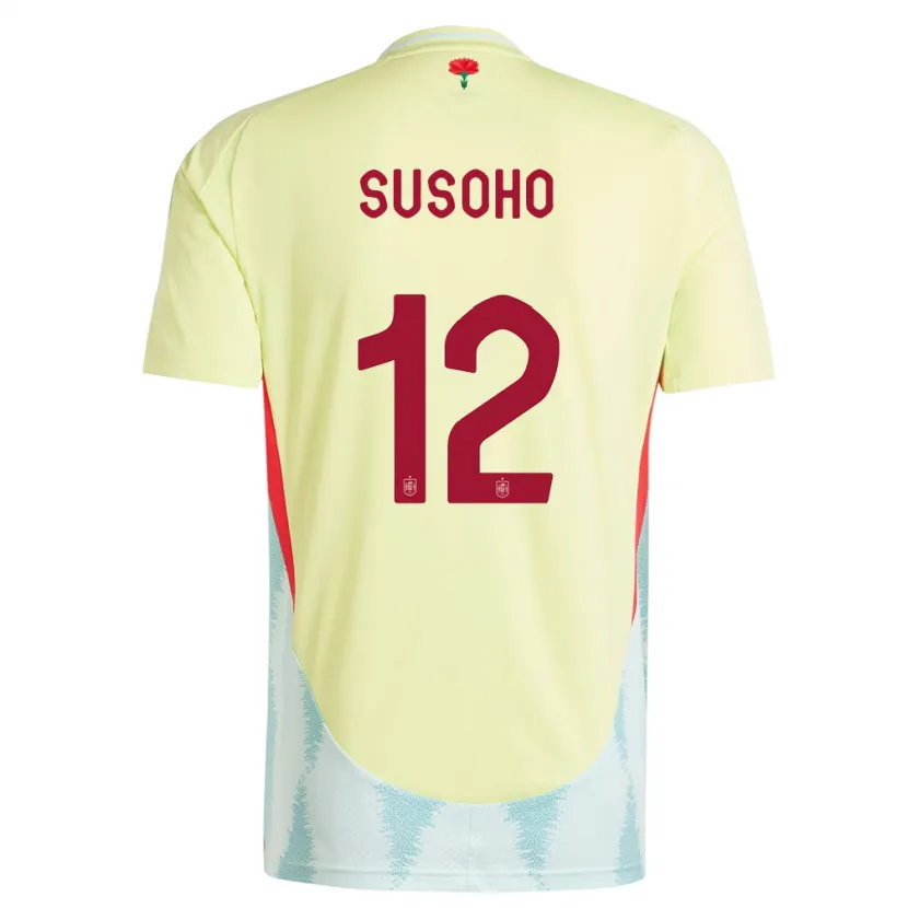 Danxen Uomo Maglia Spagna Mahamadou Susoho #12 Giallo Kit Gara Away 24-26 Maglietta