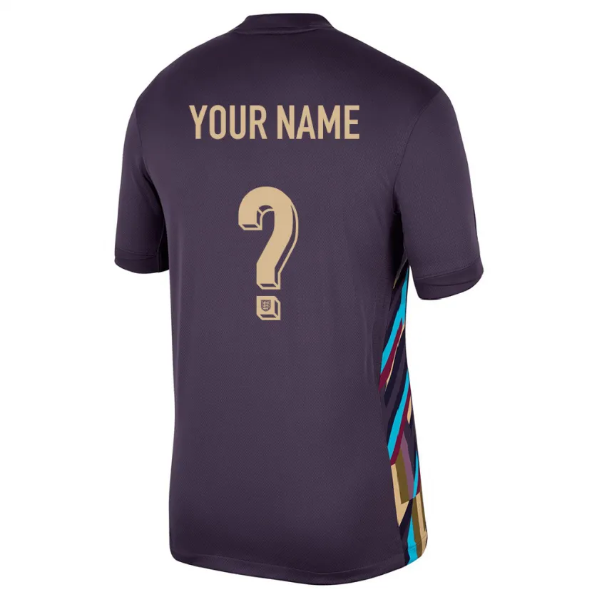 Danxen Uomo Maglia Inghilterra Il Tuo Nome #0 Uvetta Scura Kit Gara Away 24-26 Maglietta