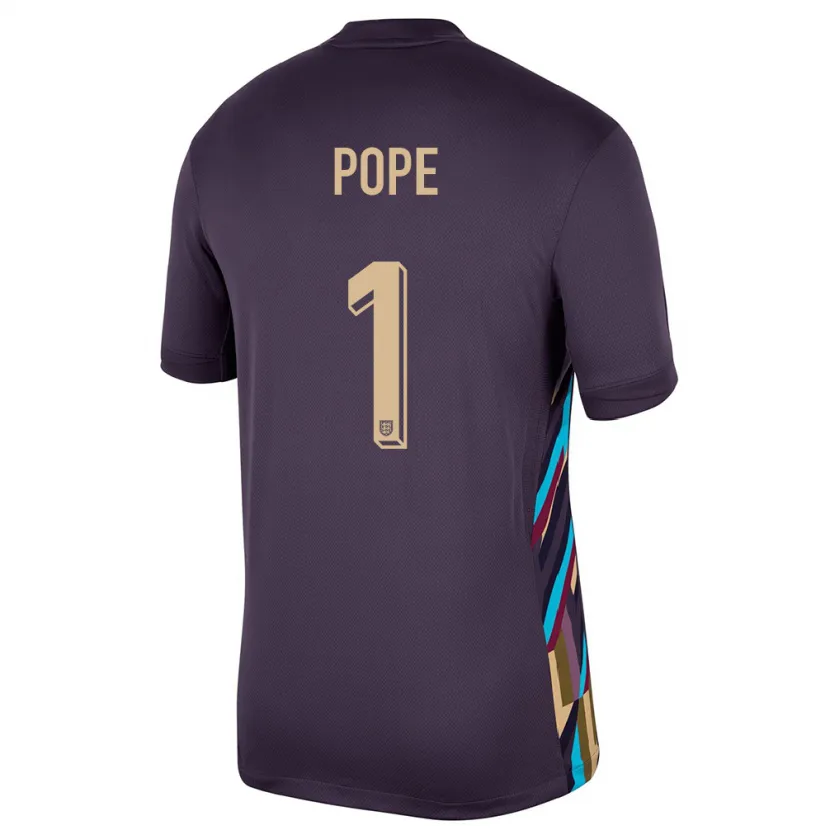 Danxen Uomo Maglia Inghilterra Nick Pope #1 Uvetta Scura Kit Gara Away 24-26 Maglietta