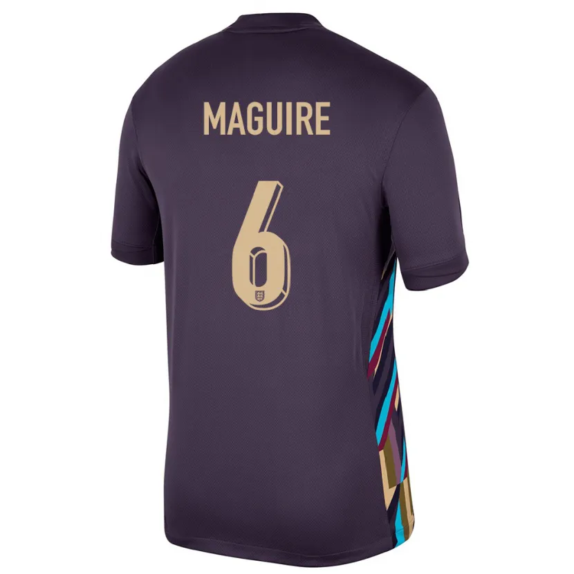 Danxen Uomo Maglia Inghilterra Harry Maguire #6 Uvetta Scura Kit Gara Away 24-26 Maglietta