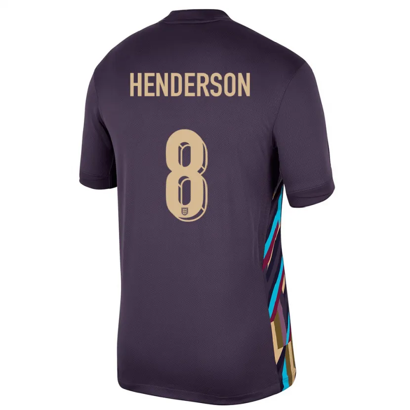 Danxen Uomo Maglia Inghilterra Jordan Henderson #8 Uvetta Scura Kit Gara Away 24-26 Maglietta