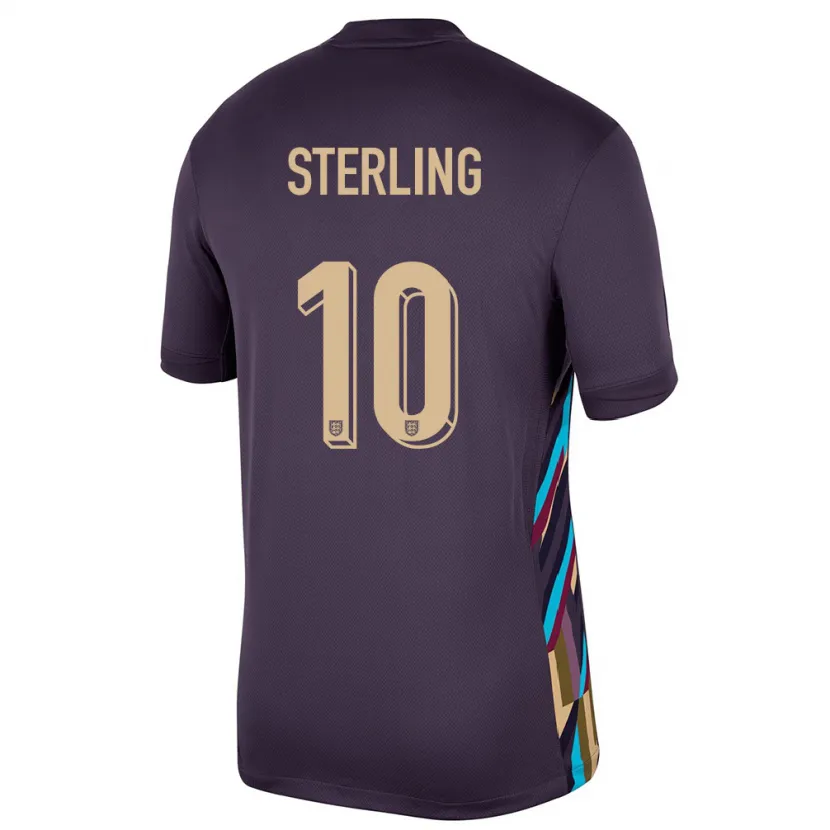 Danxen Uomo Maglia Inghilterra Raheem Sterling #10 Uvetta Scura Kit Gara Away 24-26 Maglietta