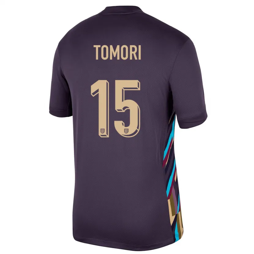 Danxen Uomo Maglia Inghilterra Fikayo Tomori #15 Uvetta Scura Kit Gara Away 24-26 Maglietta