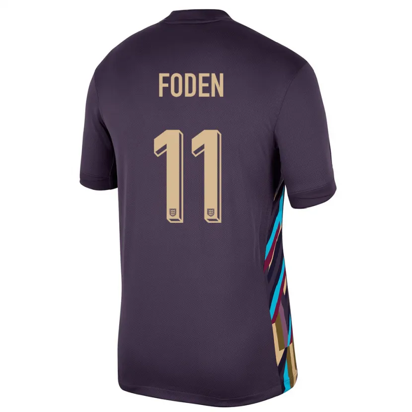 Danxen Uomo Maglia Inghilterra Phil Foden #11 Uvetta Scura Kit Gara Away 24-26 Maglietta