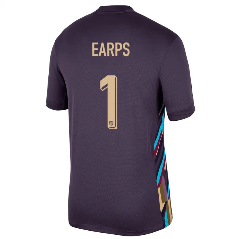 Danxen Uomo Maglia Inghilterra Mary Earps #1 Uvetta Scura Kit Gara Away 24-26 Maglietta