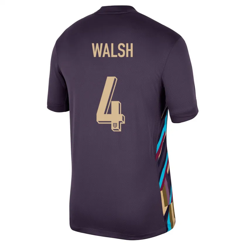 Danxen Uomo Maglia Inghilterra Keira Walsh #4 Uvetta Scura Kit Gara Away 24-26 Maglietta