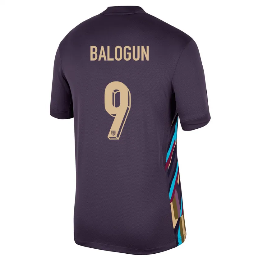 Danxen Uomo Maglia Inghilterra Folarin Balogun #9 Uvetta Scura Kit Gara Away 24-26 Maglietta