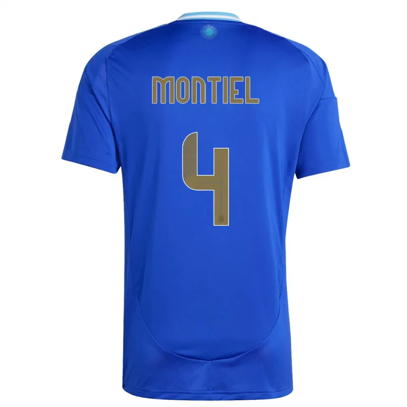 Danxen Uomo Maglia Argentina Gonzalo Montiel #4 Blu Kit Gara Away 24-26 Maglietta