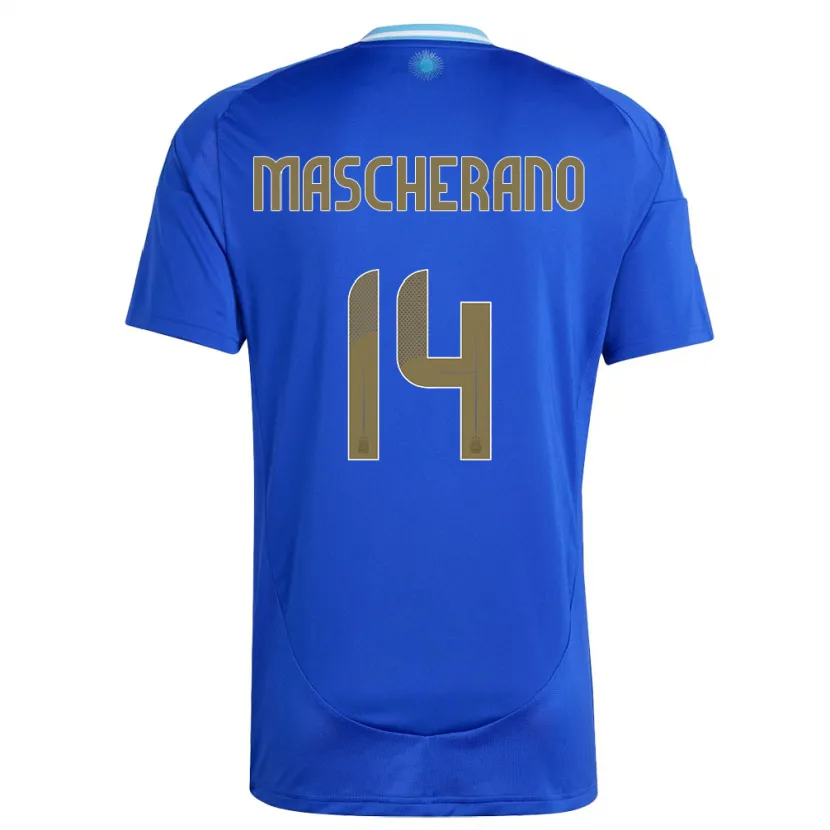 Danxen Uomo Maglia Argentina Javier Mascherano #14 Blu Kit Gara Away 24-26 Maglietta
