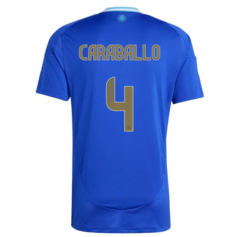 Danxen Uomo Maglia Argentina Brian Caraballo #4 Blu Kit Gara Away 24-26 Maglietta