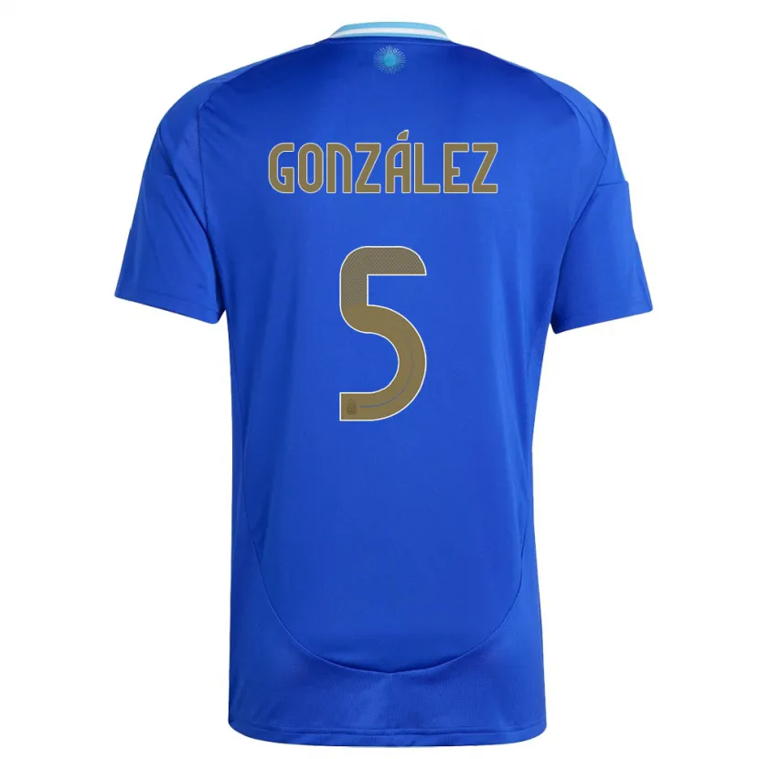 Danxen Uomo Maglia Argentina Maximiliano Gonzalez #5 Blu Kit Gara Away 24-26 Maglietta