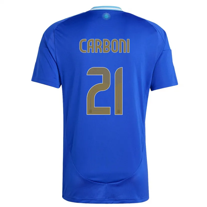 Danxen Uomo Maglia Argentina Valentin Carboni #21 Blu Kit Gara Away 24-26 Maglietta