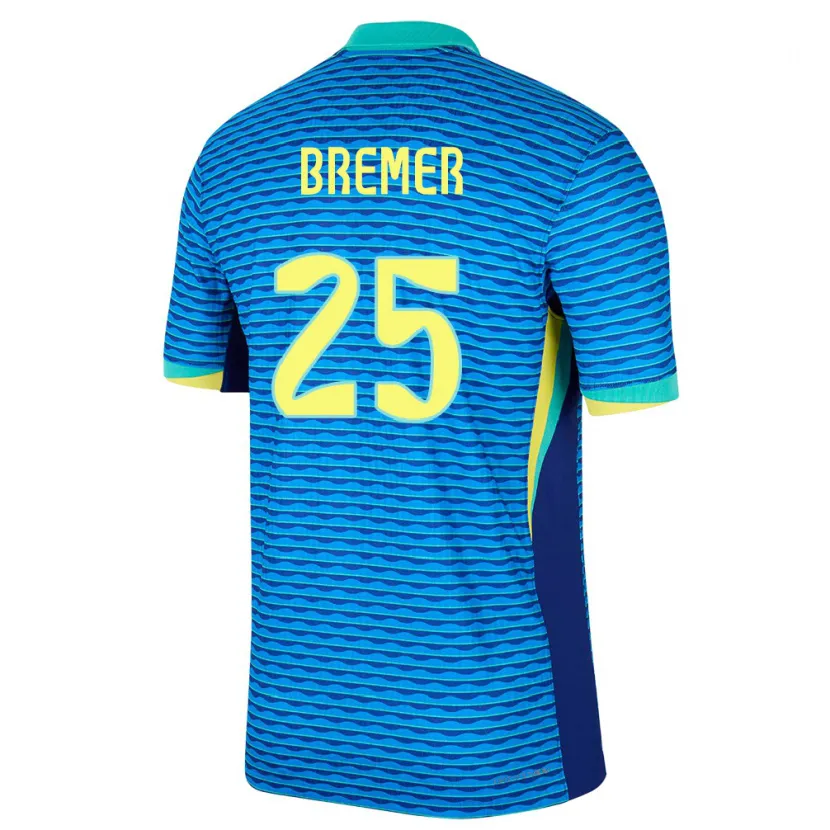 Danxen Uomo Maglia Brasile Bremer #25 Blu Kit Gara Away 24-26 Maglietta