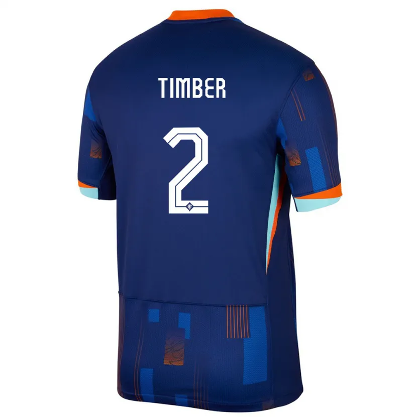 Danxen Uomo Maglia Paesi Bassi Jurrien Timber #2 Blu Kit Gara Away 24-26 Maglietta