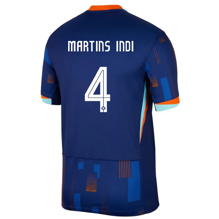 Danxen Uomo Maglia Paesi Bassi Bruno Martins Indi #4 Blu Kit Gara Away 24-26 Maglietta