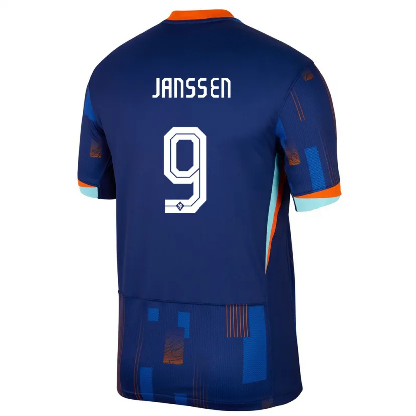 Danxen Uomo Maglia Paesi Bassi Vincent Janssen #9 Blu Kit Gara Away 24-26 Maglietta