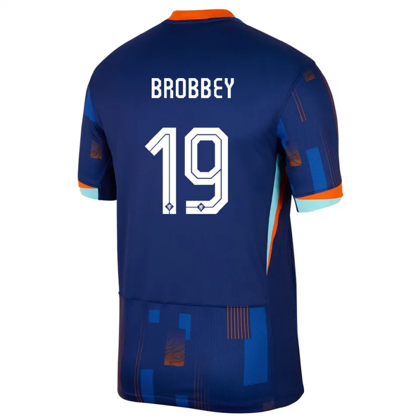 Danxen Uomo Maglia Paesi Bassi Brian Brobbey #19 Blu Kit Gara Away 24-26 Maglietta