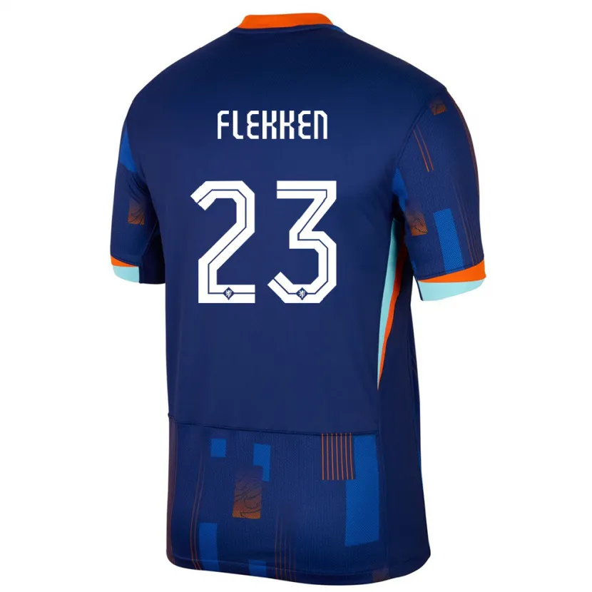 Danxen Uomo Maglia Paesi Bassi Mark Flekken #23 Blu Kit Gara Away 24-26 Maglietta