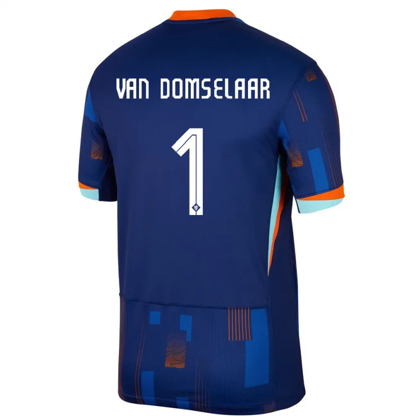 Danxen Uomo Maglia Paesi Bassi Daphne Van Domselaar #1 Blu Kit Gara Away 24-26 Maglietta