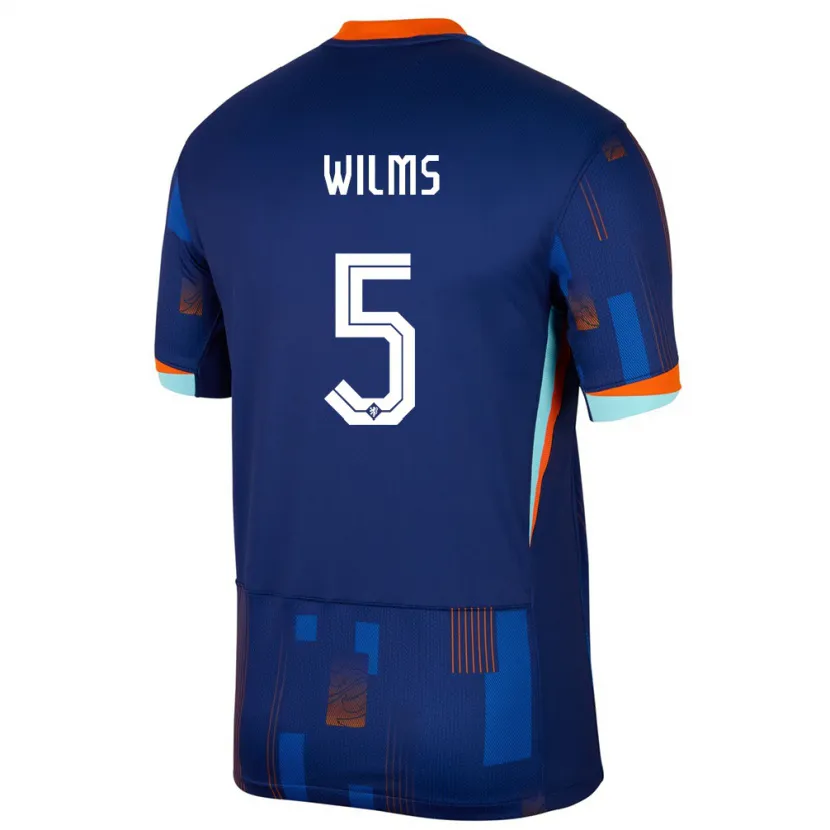 Danxen Uomo Maglia Paesi Bassi Lynn Wilms #5 Blu Kit Gara Away 24-26 Maglietta
