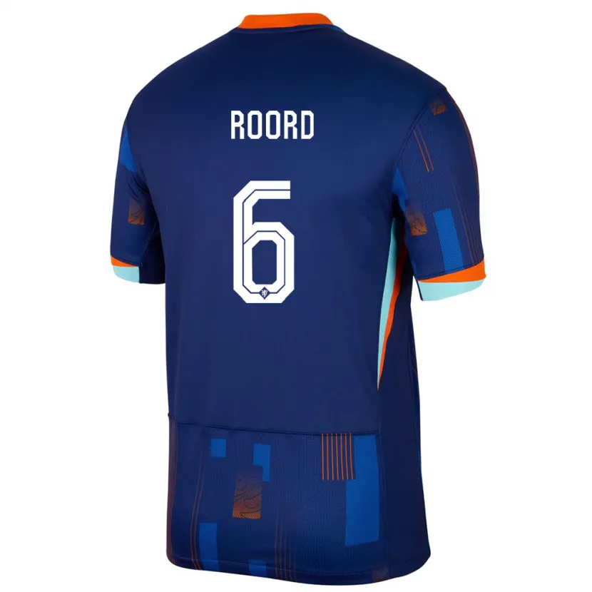 Danxen Uomo Maglia Paesi Bassi Jill Roord #6 Blu Kit Gara Away 24-26 Maglietta
