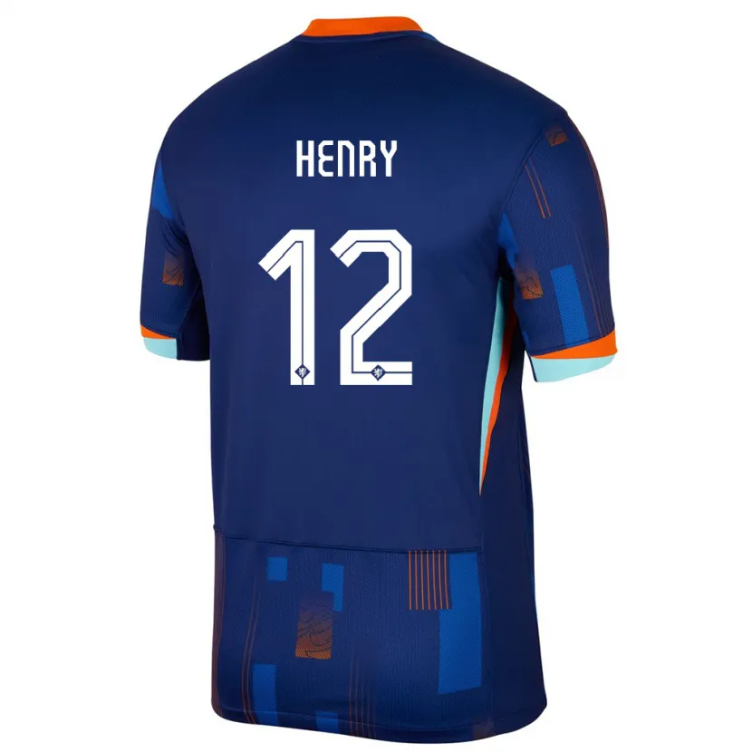 Danxen Uomo Maglia Paesi Bassi Alvaro Henry #12 Blu Kit Gara Away 24-26 Maglietta