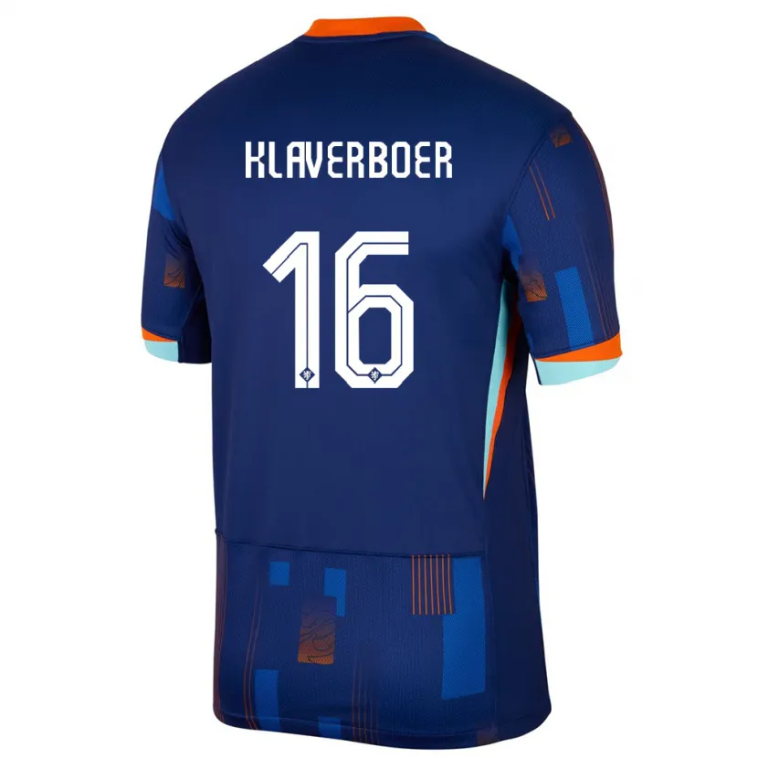 Danxen Uomo Maglia Paesi Bassi Bernt Klaverboer #16 Blu Kit Gara Away 24-26 Maglietta