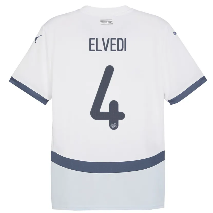 Danxen Uomo Maglia Svizzera Nico Elvedi #4 Bianco Kit Gara Away 24-26 Maglietta