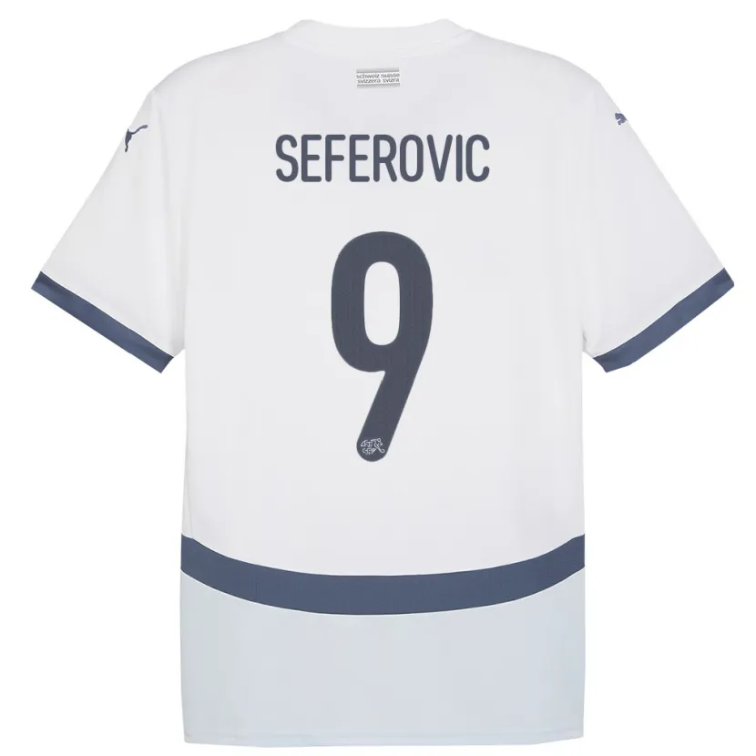 Danxen Uomo Maglia Svizzera Haris Seferovic #9 Bianco Kit Gara Away 24-26 Maglietta