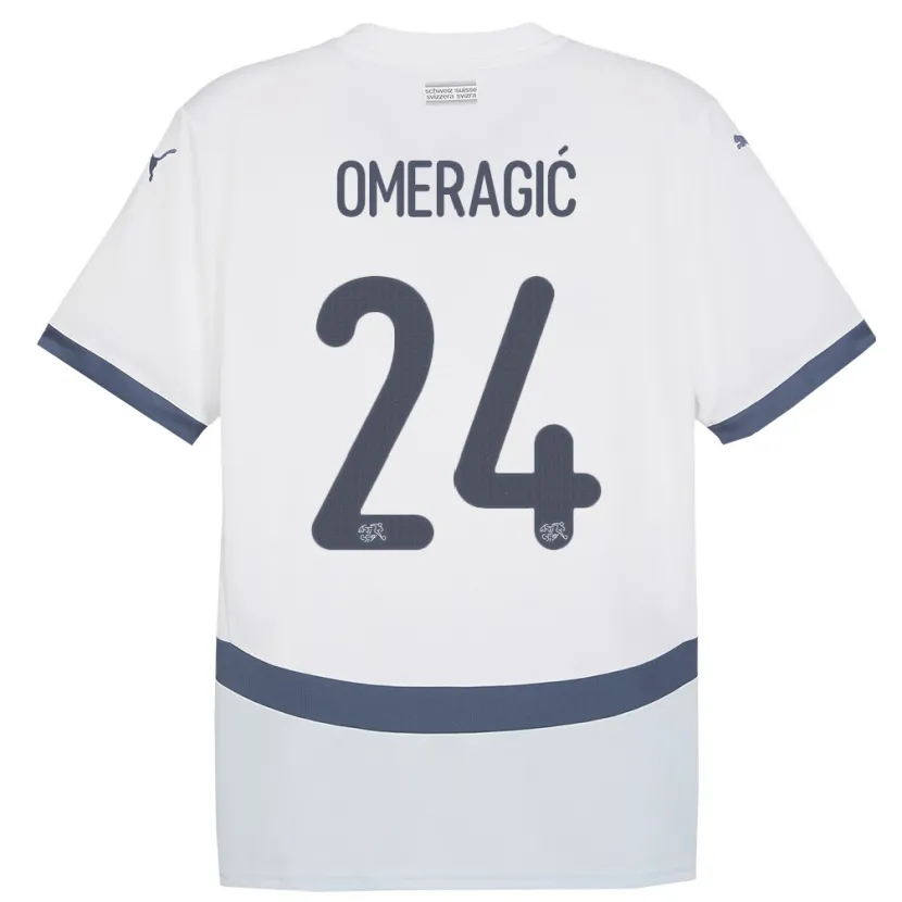 Danxen Uomo Maglia Svizzera Becir Omeragic #24 Bianco Kit Gara Away 24-26 Maglietta