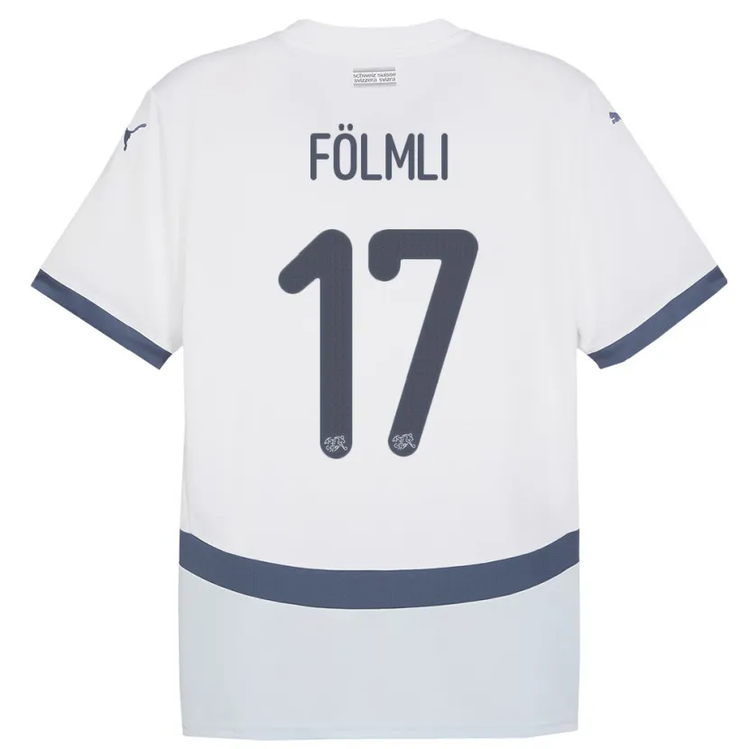 Danxen Uomo Maglia Svizzera Svenja Folmli #17 Bianco Kit Gara Away 24-26 Maglietta