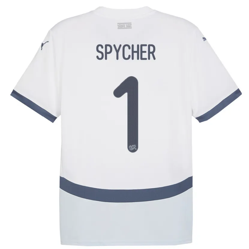 Danxen Uomo Maglia Svizzera Tim Spycher #1 Bianco Kit Gara Away 24-26 Maglietta