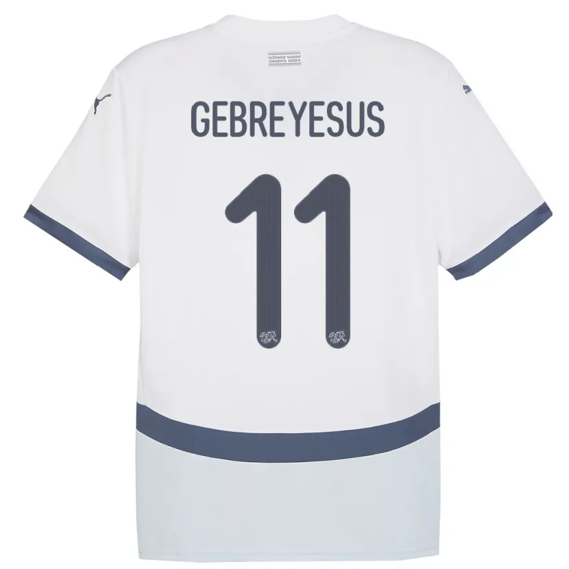 Danxen Uomo Maglia Svizzera Esey Gebreyesus #11 Bianco Kit Gara Away 24-26 Maglietta