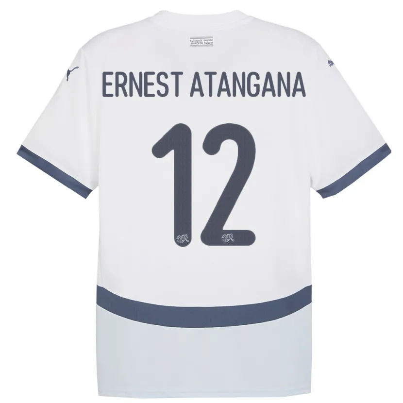 Danxen Uomo Maglia Svizzera Brian Ernest Atangana #12 Bianco Kit Gara Away 24-26 Maglietta