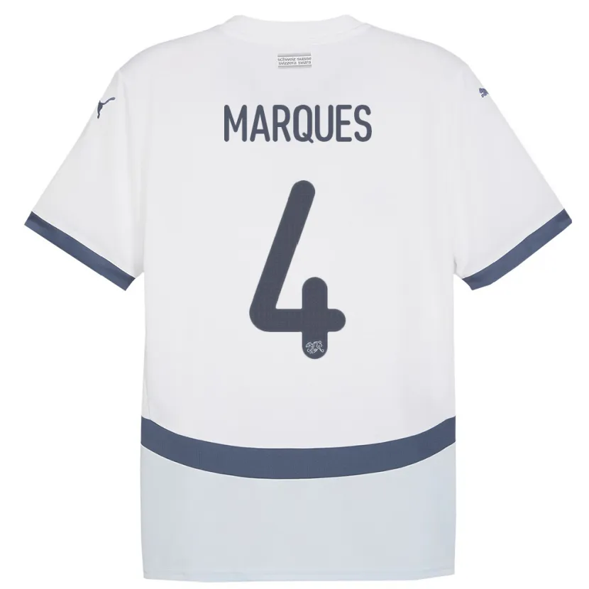 Danxen Uomo Maglia Svizzera Christian Marques #4 Bianco Kit Gara Away 24-26 Maglietta