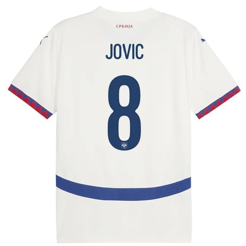 Danxen Uomo Maglia Serbia Luka Jovic #8 Bianco Kit Gara Away 24-26 Maglietta