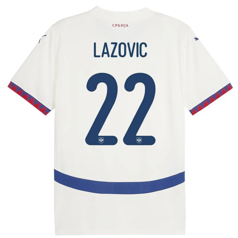 Danxen Uomo Maglia Serbia Darko Lazovic #22 Bianco Kit Gara Away 24-26 Maglietta