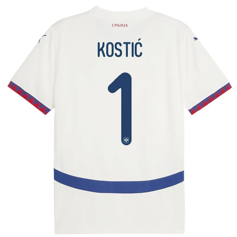 Danxen Uomo Maglia Serbia Milica Kostic #1 Bianco Kit Gara Away 24-26 Maglietta