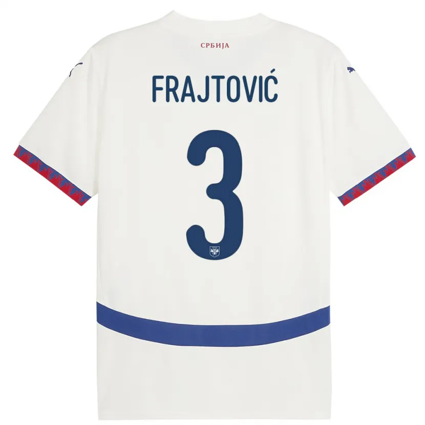 Danxen Uomo Maglia Serbia Andela Frajtovic #3 Bianco Kit Gara Away 24-26 Maglietta