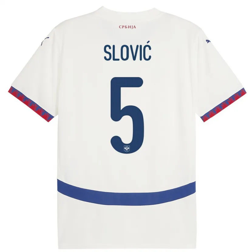 Danxen Uomo Maglia Serbia Violeta Slovic #5 Bianco Kit Gara Away 24-26 Maglietta