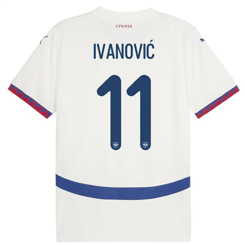Danxen Uomo Maglia Serbia Miljana Ivanovic #11 Bianco Kit Gara Away 24-26 Maglietta
