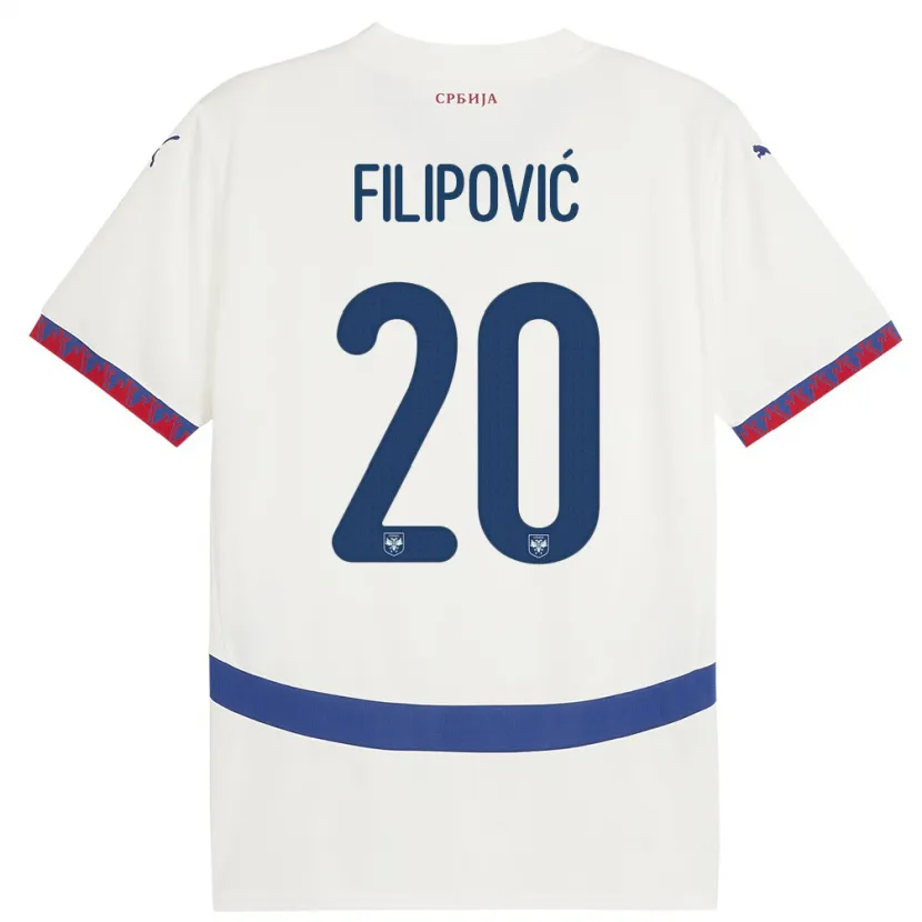 Danxen Uomo Maglia Serbia Tijana Filipovic #20 Bianco Kit Gara Away 24-26 Maglietta