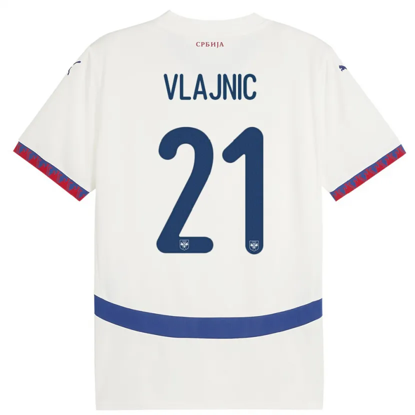 Danxen Uomo Maglia Serbia Tyla Jay Vlajnic #21 Bianco Kit Gara Away 24-26 Maglietta