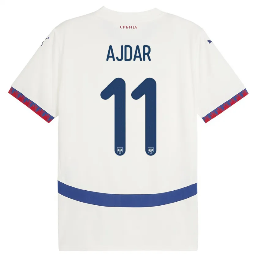 Danxen Uomo Maglia Serbia Ognjen Ajdar #11 Bianco Kit Gara Away 24-26 Maglietta