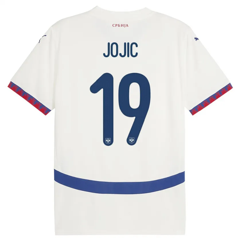 Danxen Uomo Maglia Serbia Nikola Jojic #19 Bianco Kit Gara Away 24-26 Maglietta
