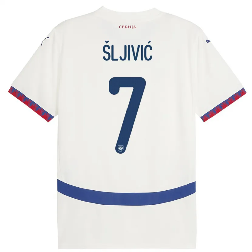 Danxen Uomo Maglia Serbia Jovan Sljivic #7 Bianco Kit Gara Away 24-26 Maglietta
