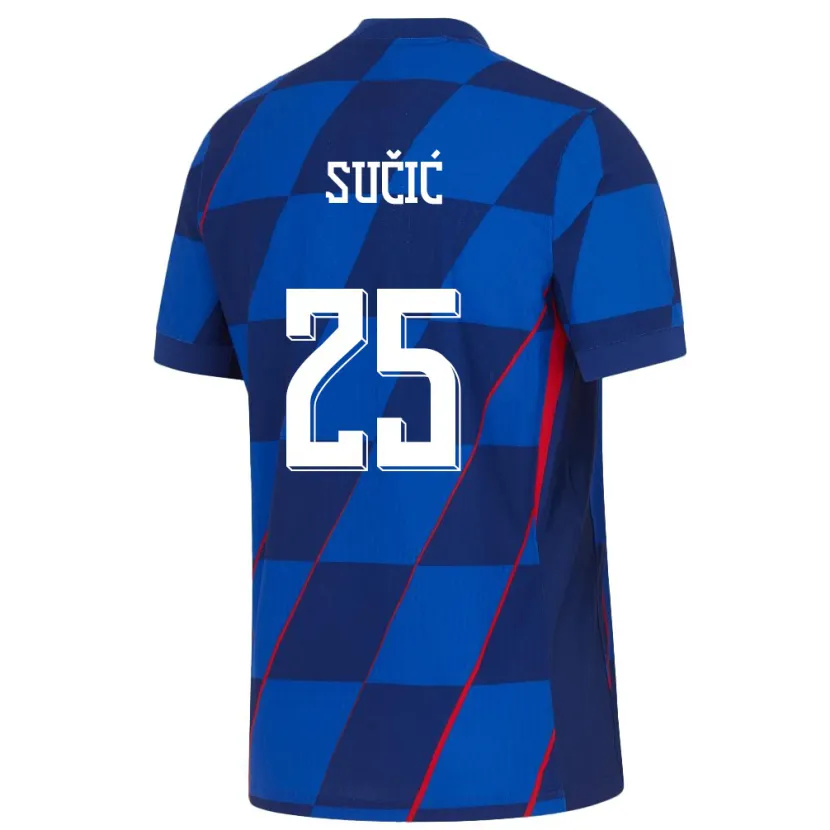 Danxen Uomo Maglia Croazia Luka Sucic #25 Blu Kit Gara Away 24-26 Maglietta