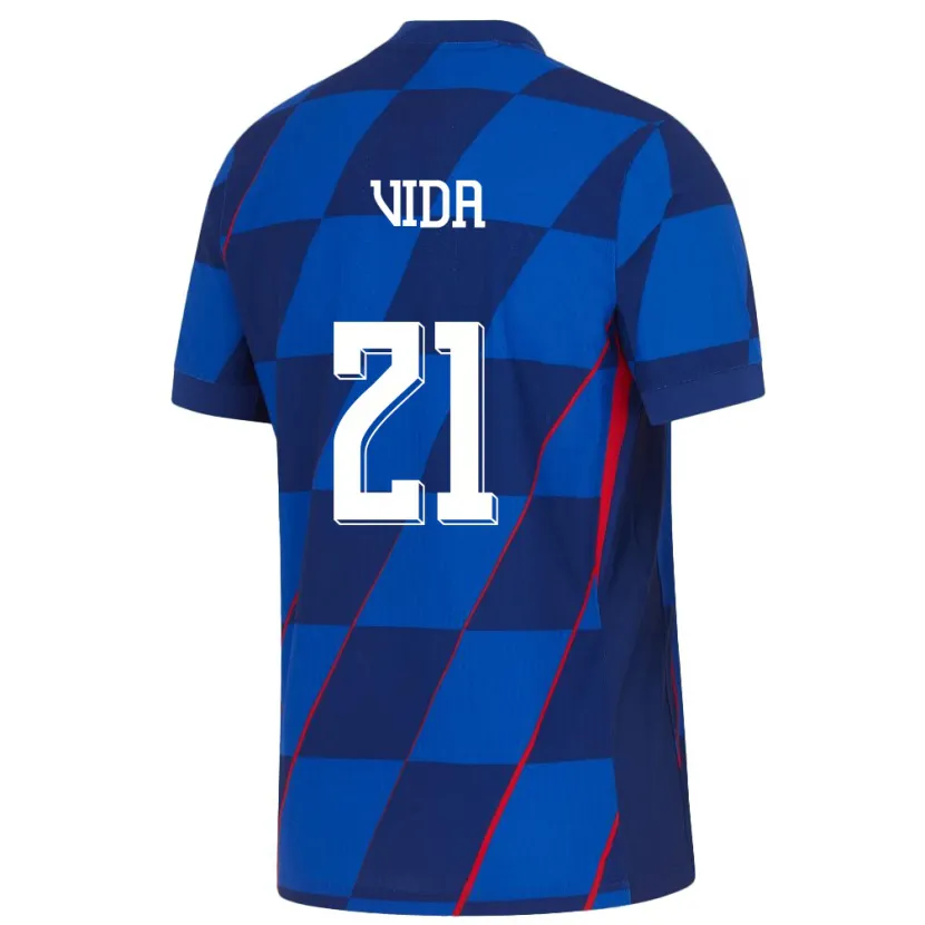 Danxen Uomo Maglia Croazia Domagoj Vida #21 Blu Kit Gara Away 24-26 Maglietta