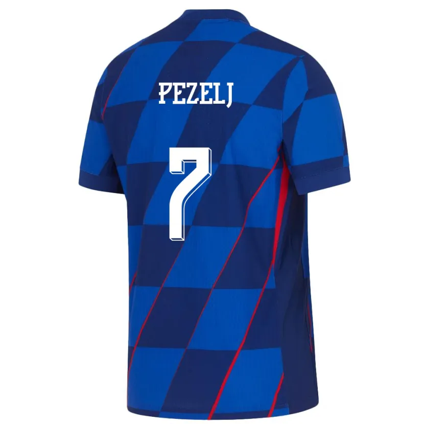 Danxen Uomo Maglia Croazia Petra Pezelj #7 Blu Kit Gara Away 24-26 Maglietta