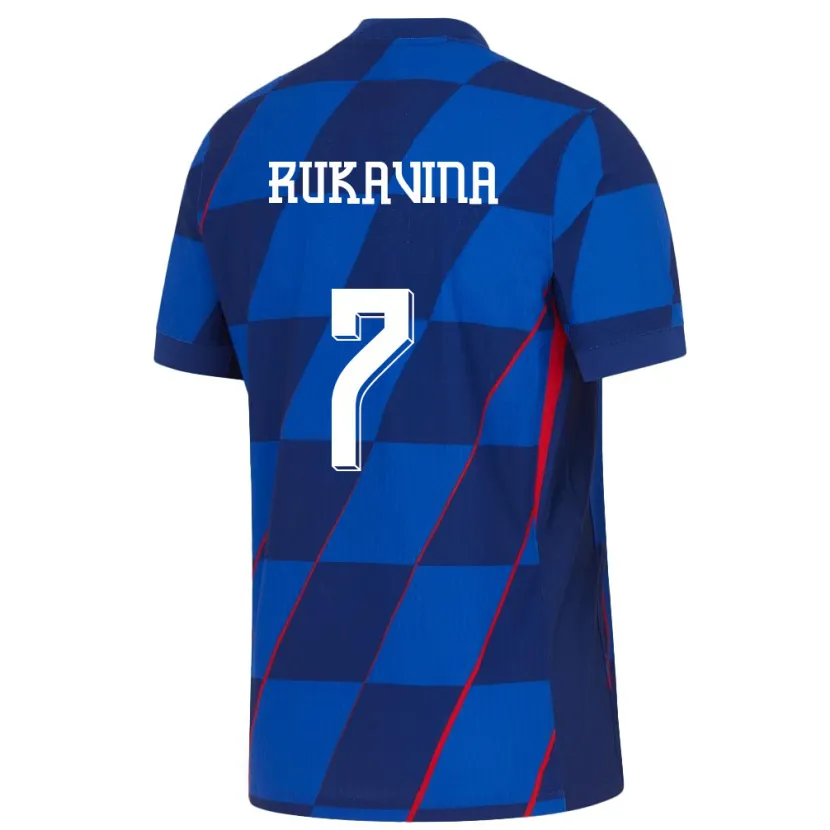 Danxen Uomo Maglia Croazia Gabriel Rukavina #7 Blu Kit Gara Away 24-26 Maglietta
